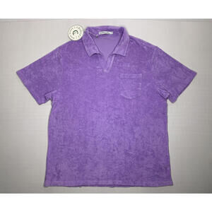 Men's Criquet 2XL Purple Short Sleeve Mock Neck Pullover Terry Sweater P146
